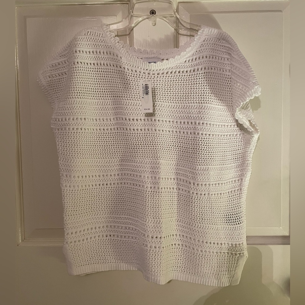 Old Navy White Open Knit Summer Sweater, M
